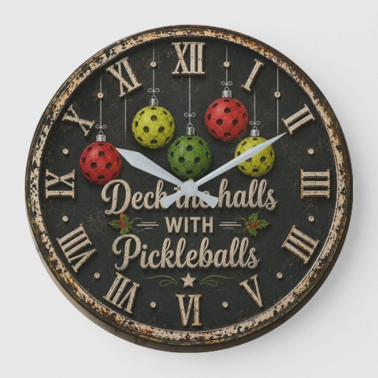 Christmas Deck the Halls with Pickleballs Grote Klok (Voorkant)
