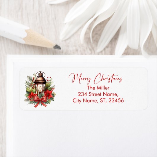 Christmas Decorated Lantern Merry Christmas Etiket (Insitu)