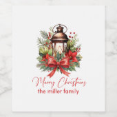 Christmas Decorated Lantern Merry Christmas Wijn Etiket (Enkel label)