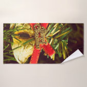 Christmas decoration with Christmas Tree backgroun Badhanddoek (Badhanddoek)