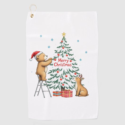 Christmas deer and bear golfhanddoek (Voorkant)