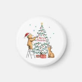Christmas deer and bear magneet