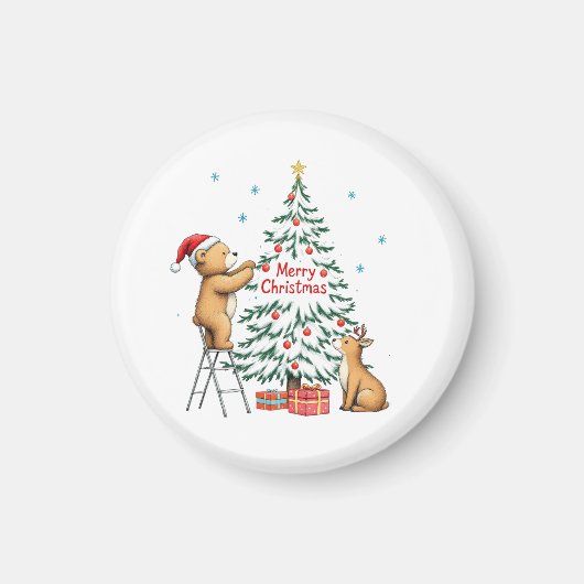 Christmas deer and bear magneet (Voorkant)