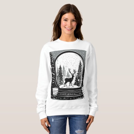 Christmas deer ans trees sweat-shirt for women trui (Voorkant volledig)