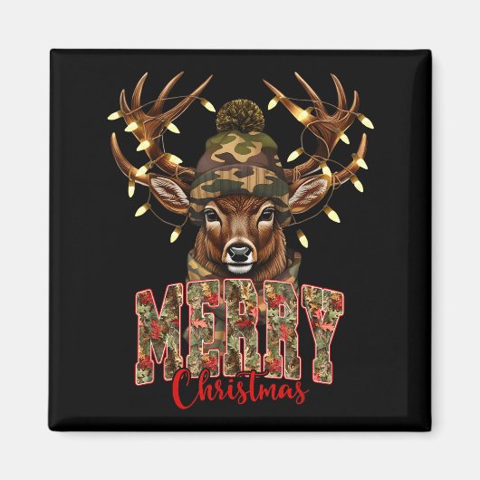 Christmas Deer Camouflage Hunting Camo Reindeer &a Magneet (Voorkant)