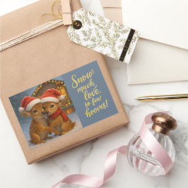 Christmas Deer Couple under Cozy Cabin Lights Rechthoekige Sticker