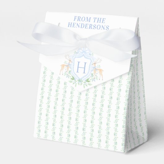 Christmas Deer Crest | Monogram Bedankdoosjes (Voorkant Zijde)