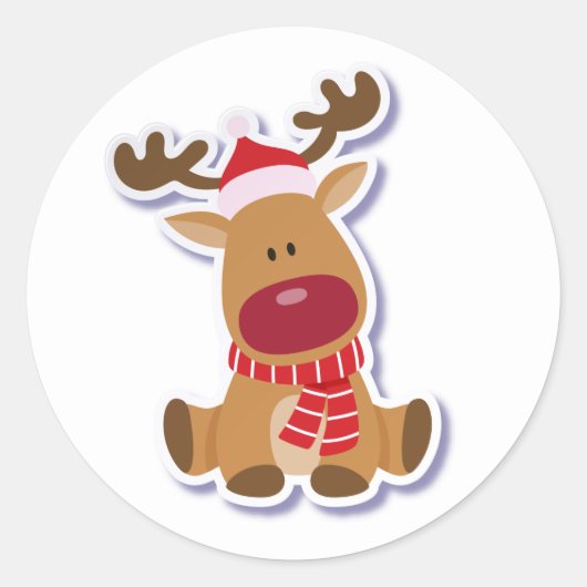 Christmas Deer Delight Ronde Sticker (Voorkant)