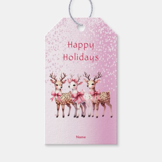 Christmas Deer Holiday Gift Label Cadeaulabel (Voorkant)