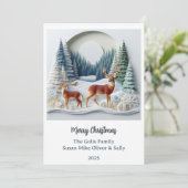 Christmas Deer Holiday Wildlife Personalized Card  Feestdagenkaart (Staand voorkant)