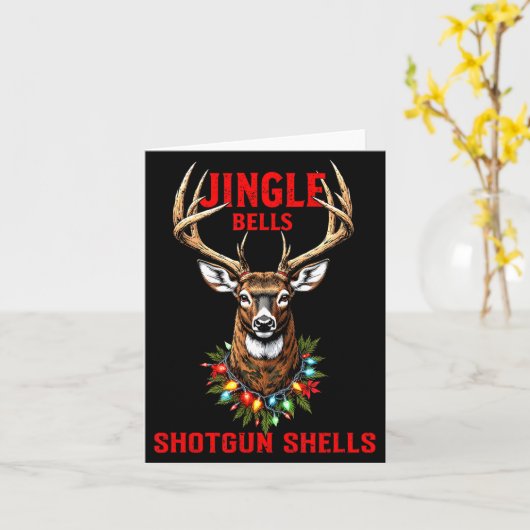 Christmas Deer Hunting Dashing Through Snow Jingle Kaart (Gele Bloem)