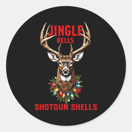 Christmas Deer Hunting Dashing Through Snow Jingle Ronde Sticker (Voorkant)
