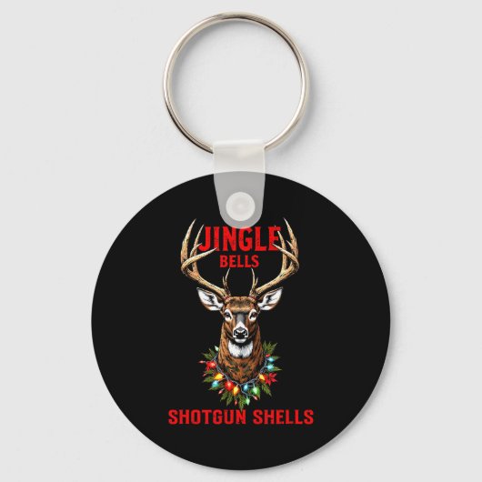 Christmas Deer Hunting Dashing Through Snow Jingle Sleutelhanger (Voorkant)