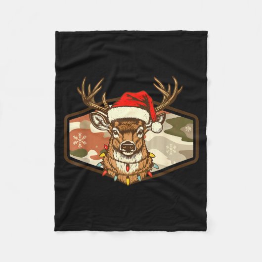 Christmas Deer Hunting Old School Camo, Xmas Hunti Fleece Deken (Voorkant)