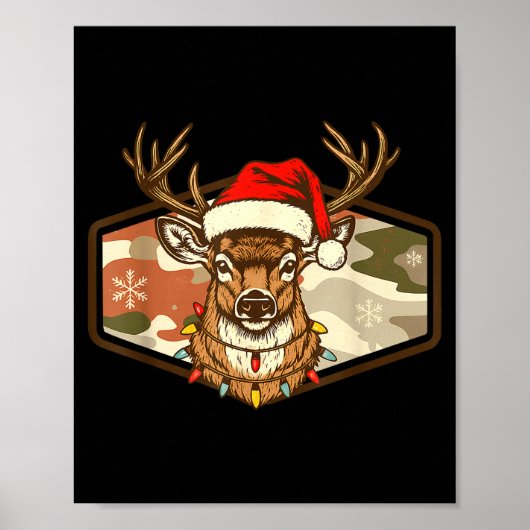 Christmas Deer Hunting Old School Camo, Xmas Hunti Poster (Voorkant)