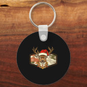 Christmas Deer Hunting Old School Camo, Xmas Hunti Sleutelhanger (Voorkant)