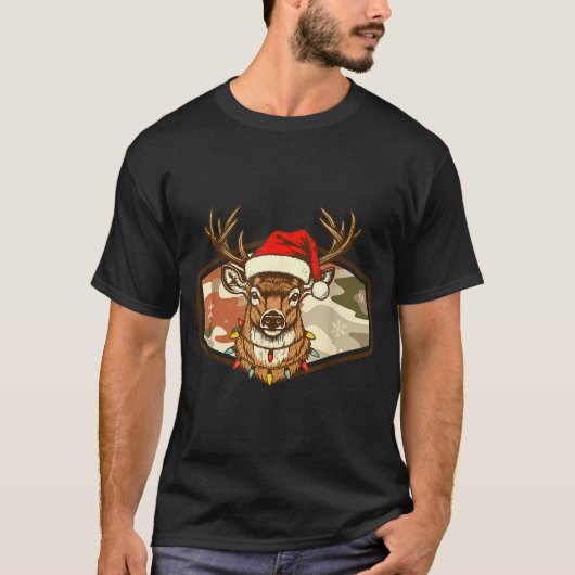 Christmas Deer Hunting Old School Camo, Xmas Hunti T-shirt (Voorkant)