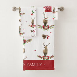Christmas Deer Idyll Waterverf Bad Handdoek