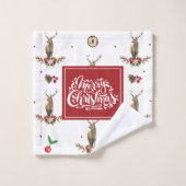 Christmas Deer Idyll Waterverf Bad Handdoek (Wasdoekje)