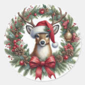 Christmas Deer Krans Sticker (Voorkant)