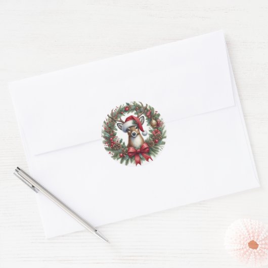 Christmas Deer Krans Sticker (Envelop)