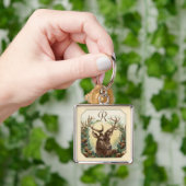 CHRISTMAS DEER MET PIJNCONS CROWN MONOGRAM SLEUTELHANGER (Hand)