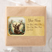 CHRISTMAS DEER MET PIJNCONS CROWN PARCHCHMENT ETIKET (Insitu)