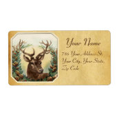 CHRISTMAS DEER MET PIJNCONS CROWN PARCHCHMENT ETIKET (Voorkant)