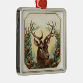 CHRISTMAS DEER MET PIJNCONS GEKROND METALEN ORNAMENT (Rechts)