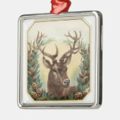 CHRISTMAS DEER MET PIJNCONS GEKROND METALEN ORNAMENT (Links)