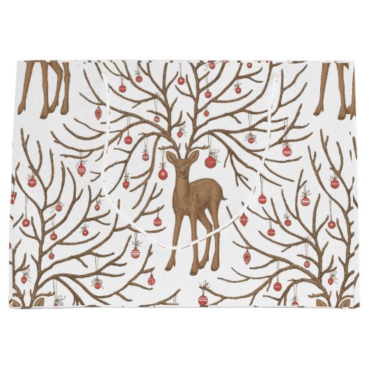 Christmas deer on white groot cadeauzakje (Voorkant)