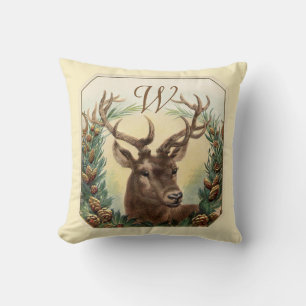 CHRISTMAS DEER, PINE CONES CROWN MONOGRAM CROOM KUSSEN
