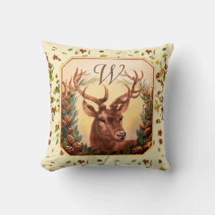 CHRISTMAS DEER, PINE CONES CROWN MONOGRAM CROOM KUSSEN