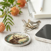 CHRISTMAS DEER, PINE CONS CROWN MONOGRAM LETTER SLEUTELHANGER (Zijkant)