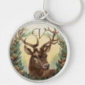 CHRISTMAS DEER, PINE CONS CROWN MONOGRAM LETTER SLEUTELHANGER (Voorkant)