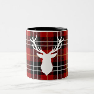 CHRISTMAS DEER   RED PLAID   STYLISH TWEE-TONE MOK