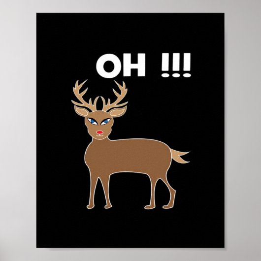 Christmas Deer Season Cute Festive Retro Style  Poster (Voorkant)