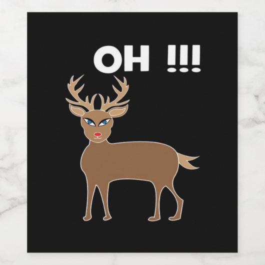 Christmas Deer Season Cute Festive Retro Style Wijn Etiket (Enkel label)