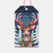 Christmas Deer Snowy Forest Cadeaulabel (Voorkant)