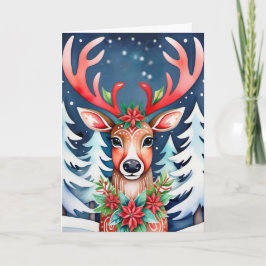 Christmas Deer Snowy Forest Kaart
