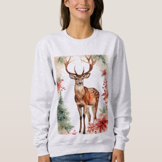 Christmas deer sweat-shirt for women trui (Voorkant)