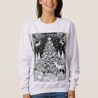 Christmas deer trees snow ladies  sweat-shirt  trui