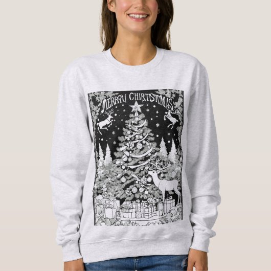 Christmas deer trees snow ladies  sweat-shirt  trui (Voorkant)