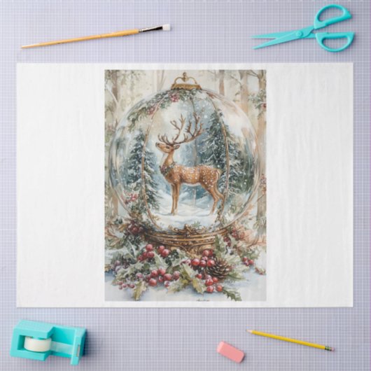 Christmas Deer Wereldbol Tissuepapier (Craft)