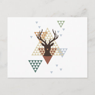 Christmas deer with abstract geometric pattern feestdagenkaart