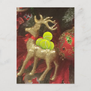 Christmas deer with tennis balls feestdagenkaart