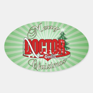 CHRISTMAS DENTIST DOCTOR OVALE STICKER
