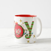 CHRISTMAS DESIGN LIEFT VAN JOY PEACE MET CHRISTMAS TWEEKLEURIGE KOFFIEMOK (Voorkant rechts)