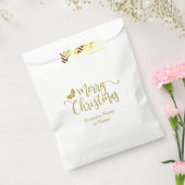 Christmas Design Typography Golden and Red Holly Bedankzakje (Gezegeld)