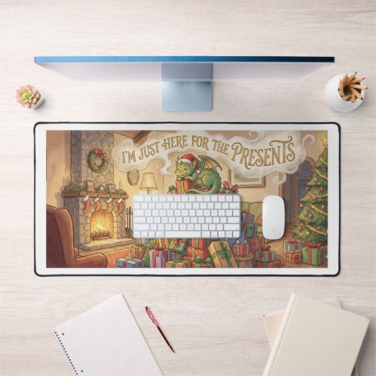 Christmas Desk Mat – Funny Dragon & Presents – Fes (Kantoor 1)